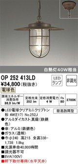 オーデリック　OP252413LD(ランプ別梱)　ペンダントライト 非調光 LEDランプ 電球色 簡易防雨型 鉄錆色