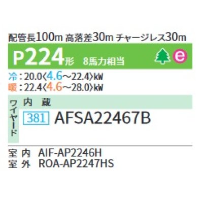 画像2: 日本キヤリア/旧東芝 AFSA22467B 業務用エアコン 床置形スタンド スーパーパワーエコゴールド シングル P224 8馬力 三相200V ワイヤード ♪