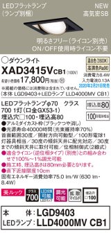 パナソニック　XAD3415VCB1　ユニバーサルダウンライト 天井埋込型 LED(温白色) 高気密SB形 拡散マイルド配光 調光(ライコン別売) 埋込穴□100 ブラック