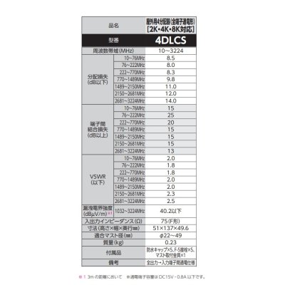 画像2: DXアンテナ　4DLCS　分配器 屋外用4分配器(全端子通電形) (2K・4K・8K対応) [￡]