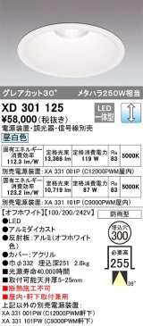 オーデリック　XD301125　ダウンライト 埋込穴φ300 電源装置・調光器・信号線別売 LED一体型 昼白色 高天井用 防雨型 オフホワイト