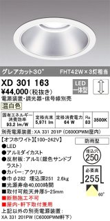 オーデリック　XD301163　ダウンライト 埋込穴φ250 電源装置・調光器・信号線別売 LED一体型 温白色 高天井用 防雨型 オフホワイト