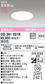 オーデリック　OD361201R　バスルームライト φ100 非調光 LED一体型 昼白色 防雨・防湿型