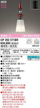 オーデリック　OP252571BR　ペンダントライト 調光 調色 Bluetooth コントローラー別売 LEDランプ 電球色〜昼光色 フレンジタイプ 拭き漆