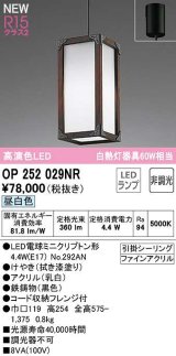 オーデリック　OP252029NR(ランプ別梱)　ペンダントライト 非調光 和風 LEDランプ 昼白色 フレンジタイプ 拭き漆