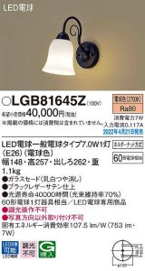 パナソニック　LGB81645Z　ブラケット ランプ同梱 LED(電球色) 壁直付型 LED電球交換型