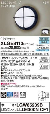 パナソニック　XLGE8113CF1(ランプ別梱)　ブラケット LED(昼白色) 天井・壁直付型 拡散 密閉型 LEDフラットランプ交換型 防雨型 オフブラック