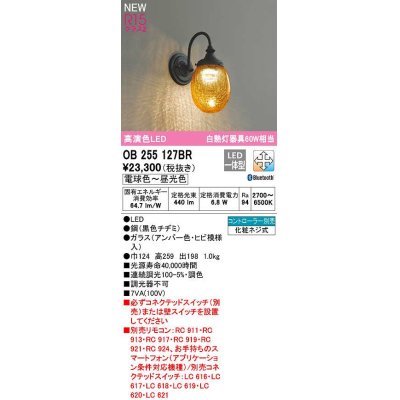 画像1: オーデリック　OB255127BR　ブラケットライト 調光 調色 Bluetooth コントローラー別売 LED一体型 電球色〜昼光色 黒色チヂミ