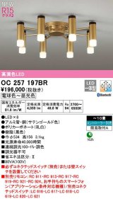 オーデリック　OC257197BR　シャンデリア 10畳 調光 調色 Bluetooth コントローラー別売 LED一体型 電球色〜昼光色 サテンゴールド