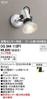 オーデリック　OG044113P1　エクステリア スポットライト ランプ別売 LEDランプ 防雨型 マットシルバー