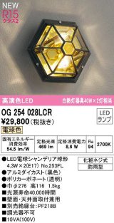 オーデリック　OG254028LCR(ランプ別梱)　エクステリア ポーチライト LEDランプ 電球色 防雨型 黒色