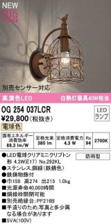 オーデリック　OG254037LCR(ランプ別梱)　エクステリア ポーチライト LEDランプ 電球色 別売センサー対応 防雨型 鉄錆色