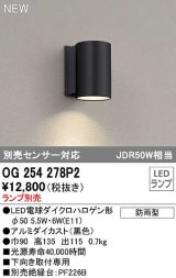 オーデリック　OG254278P2　エクステリア ポーチライト ランプ別売 LEDランプ 別売センサー対応 防雨型 黒色