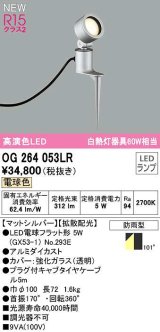 オーデリック　OG264053LR(ランプ別梱)　エクステリア スポットライト LEDランプ 電球色 防雨型 マットシルバー