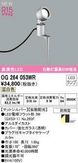 オーデリック　OG264053WR(ランプ別梱)　エクステリア スポットライト LEDランプ 温白色 防雨型 マットシルバー