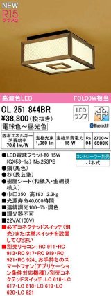 オーデリック　OL251844BR(ランプ別梱)　シーリングライト 調光 調色 Bluetooth コントローラー別売 和風 LEDランプ 電球色〜昼光色 杉