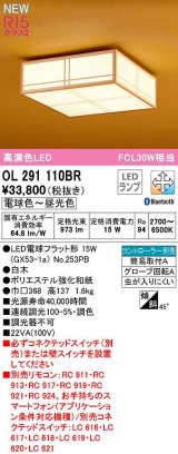 オーデリック　OL291110BR(ランプ別梱)　シーリングライト 調光 調色 Bluetooth コントローラー別売 和風 LEDランプ 電球色〜昼光色 白木