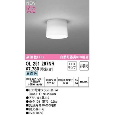 画像1: オーデリック　OL291267NR(ランプ別梱)　シーリングライト 非調光 LEDランプ 昼白色