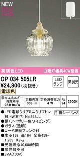 オーデリック　OP034505LR(ランプ別梱)　ペンダントライト 非調光 LEDランプ 電球色 フレンジタイプ