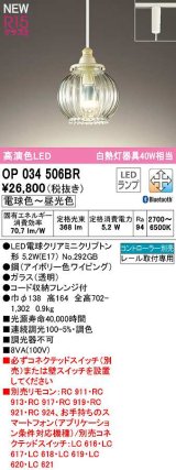 オーデリック　OP034506BR(ランプ別梱)　ペンダントライト 調光 調色 Bluetooth コントローラー別売 LEDランプ 電球色〜昼光色 プラグタイプ