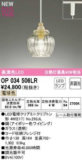 オーデリック　OP034506LR(ランプ別梱)　ペンダントライト 非調光 LEDランプ 電球色 プラグタイプ