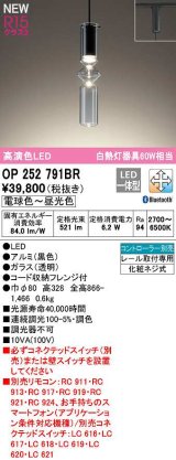 オーデリック　OP252791BR　ペンダントライト 調光 調色 Bluetooth コントローラー別売 LED一体型 電球色〜昼光色 プラグタイプ 黒色