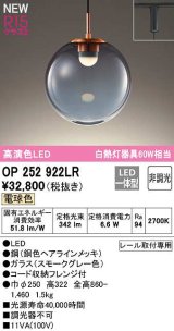 【納期未定】オーデリック　OP252922LR　ペンダントライト 非調光 LED一体型 電球色 プラグタイプ スモークグレー