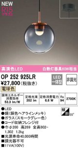 オーデリック　OP252925LR　ペンダントライト 非調光 LED一体型 電球色 フレンジタイプ スモークグレー