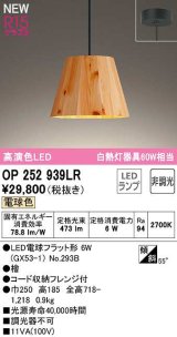 オーデリック　OP252939LR(ランプ別梱)　ペンダントライト 非調光 LEDランプ 電球色 フレンジタイプ 檜