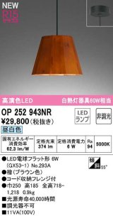 オーデリック　OP252943NR(ランプ別梱)　ペンダントライト 非調光 LEDランプ 昼白色 フレンジタイプ 檜