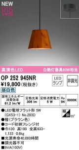 オーデリック　OP252945NR(ランプ別梱)　ペンダントライト 非調光 LEDランプ 昼白色 フレンジタイプ 檜