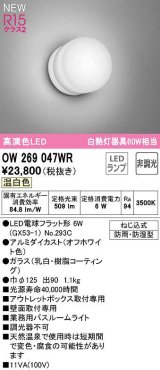 オーデリック　OW269047WR(ランプ別梱)　バスルームライト 非調光 LEDランプ 温白色 防雨・防湿型 オフホワイト