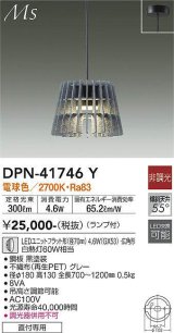 大光電機(DAIKO) DPN-41746Y ペンダント 非調光 電球色 LED ランプ付 フランジタイプ グレー