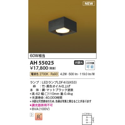 画像1: コイズミ照明 AH55025 和風照明 シーリング 非調光 LED 電球色 竹