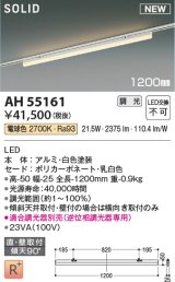 コイズミ照明 AH55161 ベースライト 調光 調光器別売 LED一体型 電球色 直付・壁付取付 プラグタイプ 1200mmタイプ 白色