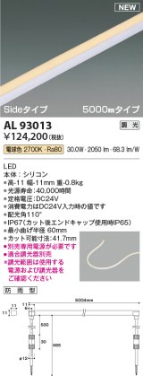 コイズミ照明 AL93013 間接照明器具 テープライト PWM調光 調光器別売 LED一体型 電球色 Sideタイプ 5000mmタイプ 防雨型