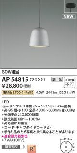 コイズミ照明 AP54815 ペンダント 調光 調光器別売 LED一体型 電球色 フランジタイプ シャンパンシルバー