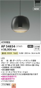 コイズミ照明 AP54854 ペンダント 非調光 LED一体型 温白色 プラグタイプ スモークグレーグラデーション