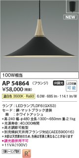 コイズミ照明 AP54864 ペンダント 非調光 LED 温白色 フランジタイプ マットブラック