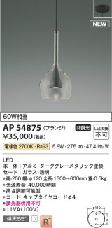 コイズミ照明 AP54875 ペンダント 非調光 LED一体型 電球色 フランジタイプ ダークグレーメタリック