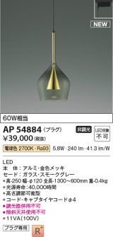 コイズミ照明 AP54884 ペンダント 非調光 LED一体型 電球色 プラグタイプ 金色メッキ