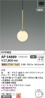 コイズミ照明 AP54889 ペンダント 非調光 LED一体型 電球色 フランジタイプ 金色メッキヘアラインマット