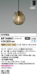 コイズミ照明 AP54901 ペンダント 非調光 LED 電球色 フランジタイプ スモークブラウン