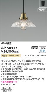 コイズミ照明 AP54917 ペンダント 非調光 LED 電球色 フランジタイプ 透明リブ入