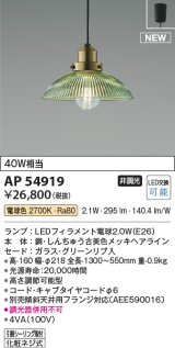 コイズミ照明 AP54919 ペンダント 非調光 LED 電球色 フランジタイプ グリーンリブ入