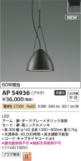 コイズミ照明 AP54936 ペンダント 非調光 LED一体型 電球色 プラグタイプ 黒ニッケルメッキ