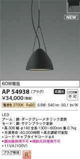 コイズミ照明 AP54938 ペンダント 非調光 LED一体型 電球色 プラグタイプ サテンブラック