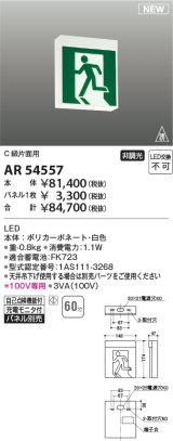 コイズミ照明 AR54557 非常用照明器具 誘導灯 本体 C級片面用 非調光 パネル別売 LED一体型