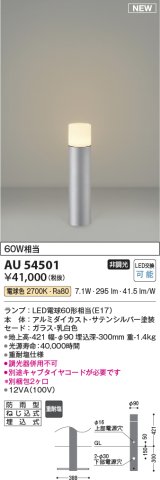 コイズミ照明 AU54501(別梱2ヶ口) アウトドアライト 非調光 LED 電球色 防雨型 サテンシルバー