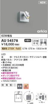 コイズミ照明 AU54578 スポットライト 非調光 LED一体型 電球色 中角 防雨型 サテンシルバー